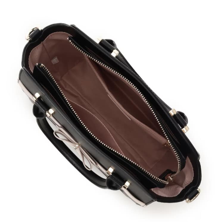 バイカラーアクセントリボンハンドバッグ