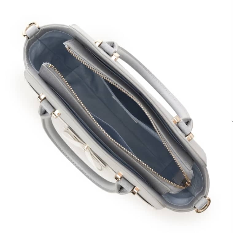 バイカラーアクセントリボンハンドバッグ