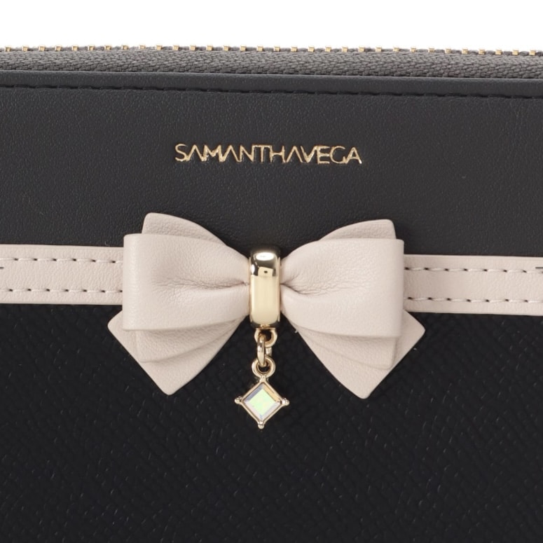 バイカラーアクセントリボン長財布