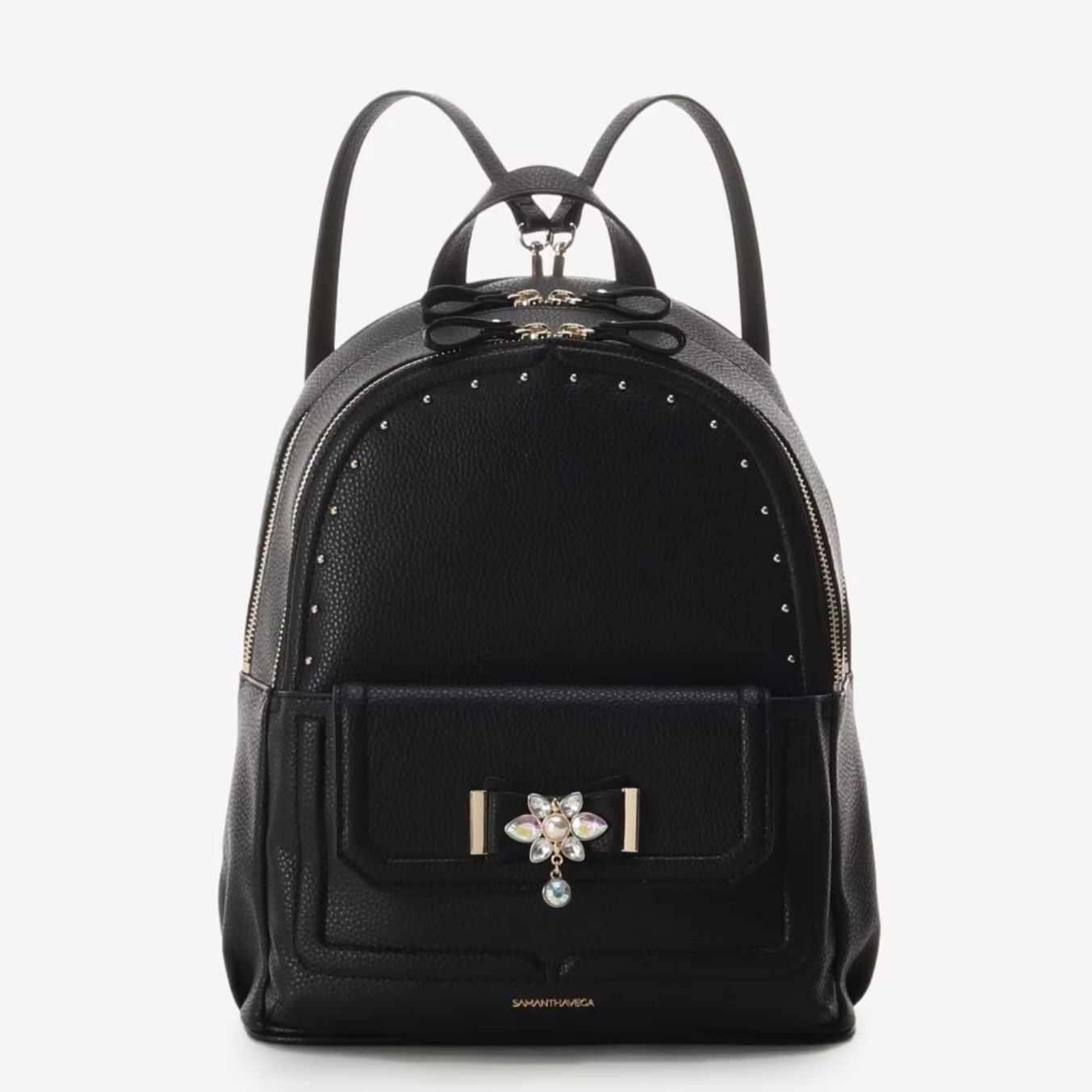 ビジューリボンリュック(大) ブラック