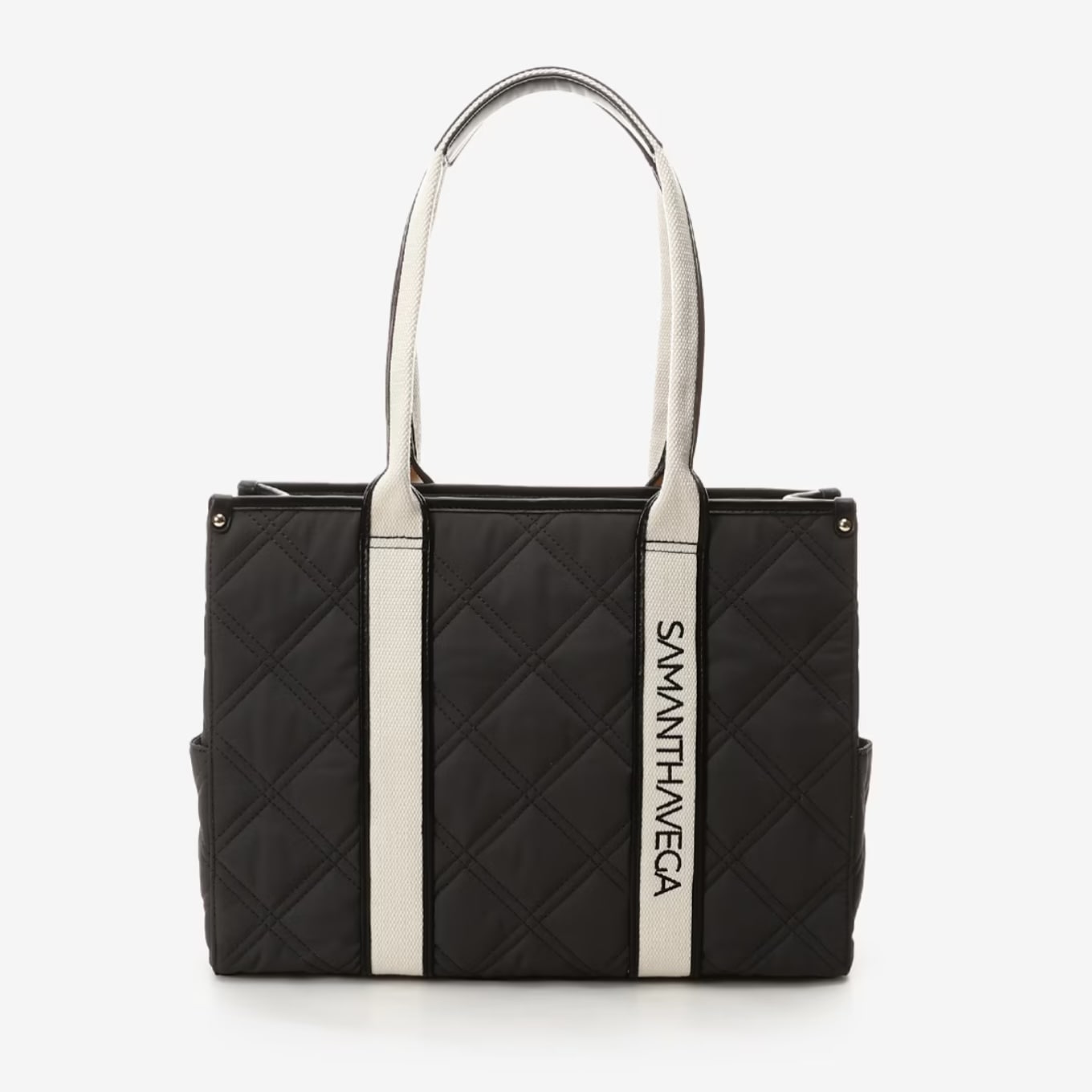 ロゴテープキルティングA4トートバッグ ブラック