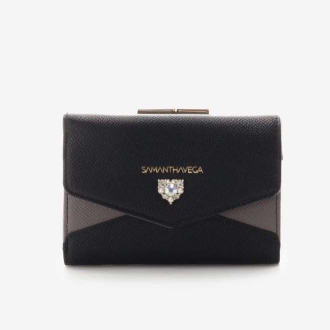 ハートビジュー付き折財布