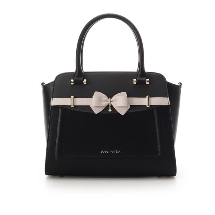 バイカラーアクセントリボンハンドバッグ