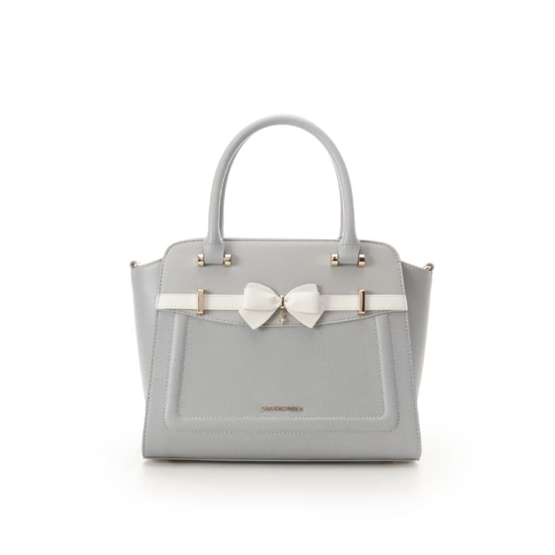 バイカラーアクセントリボンハンドバッグ