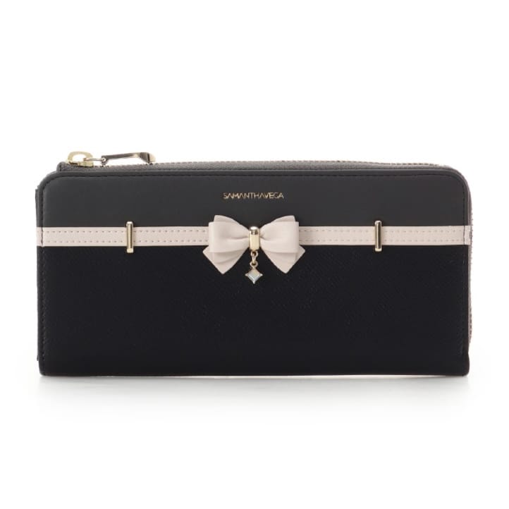 バイカラーアクセントリボン長財布