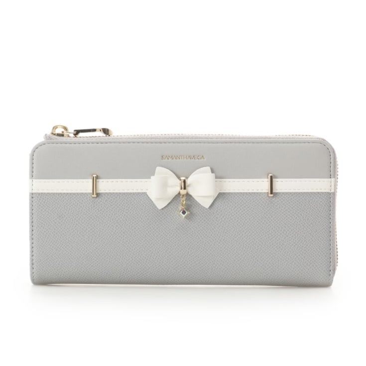 バイカラーアクセントリボン長財布