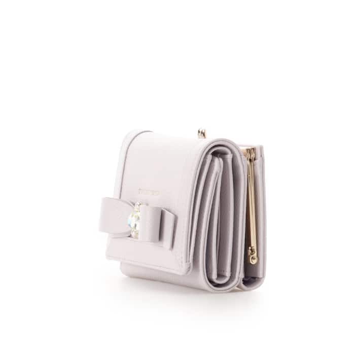 バイカラージュエルリボン折財布