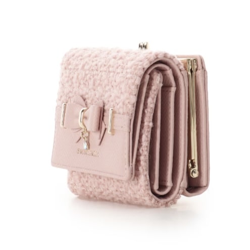 ラメツイードアクセントリボン折財布