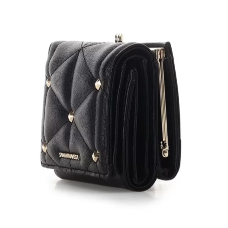 キルティングスタッズ折財布 ブラック