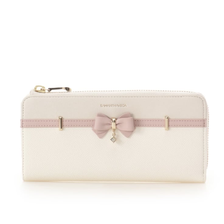 バイカラーアクセントリボン長財布