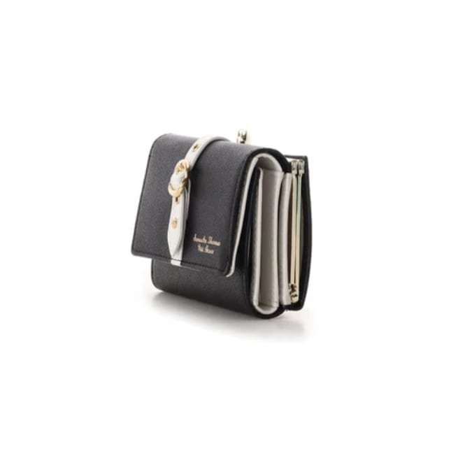  フロントベルト 折財布　ブラック 幅12cm/高さ8.5cm/マチ4cm/重さ169g