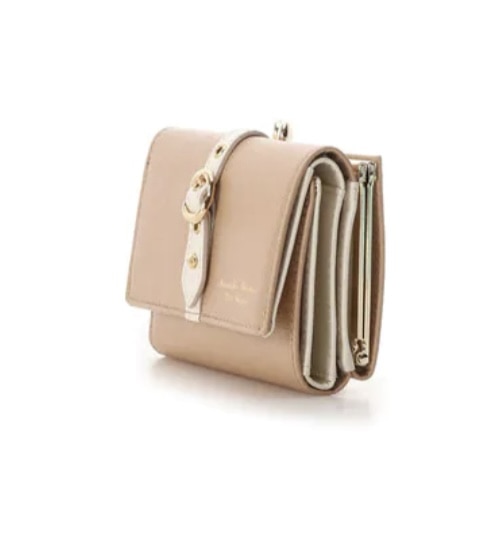 フロントベルト　折財布　ベージュ