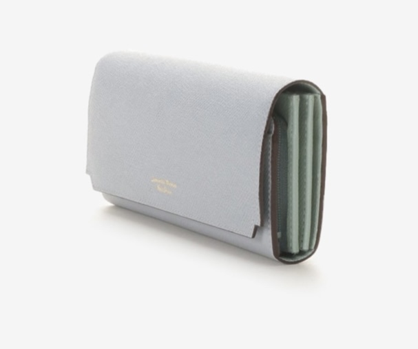 インサイドバイカラー かぶせ長財布　ブルー