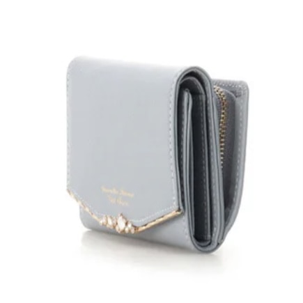 ハートジュエルバー 折財布　ブルー