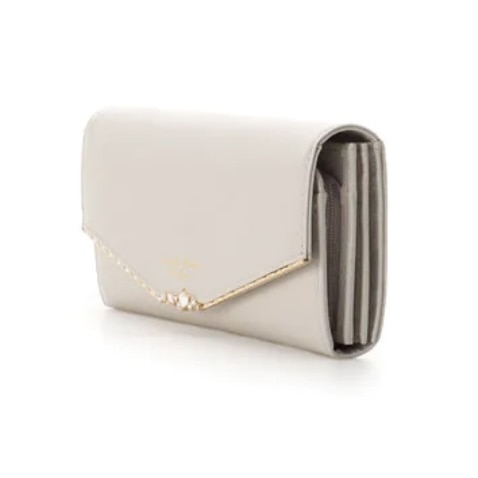 ハートジュエルバー長財布　グレージュ