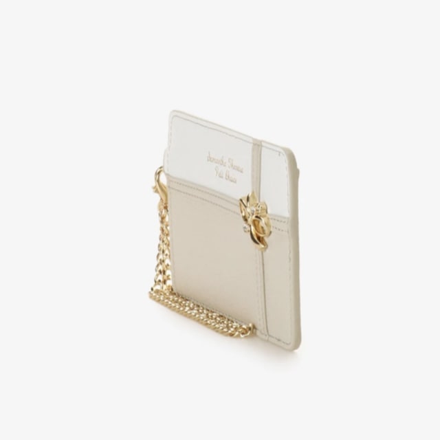 リボンラッピング　パスケース　ベージュ