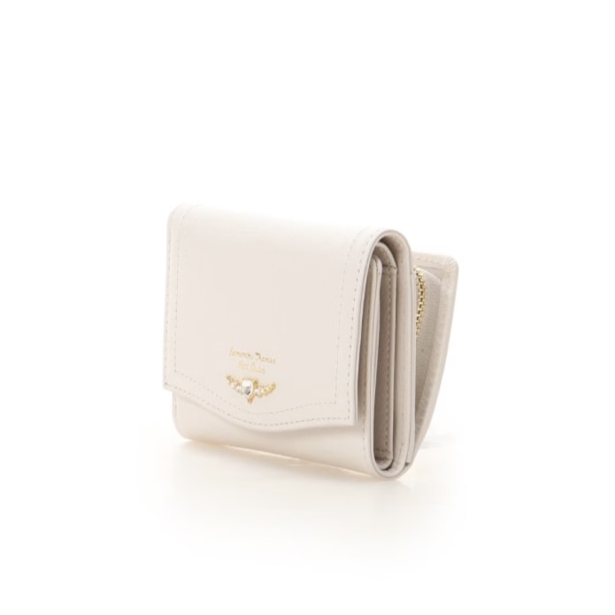 クリアハートビジュー 折財布　ホワイト