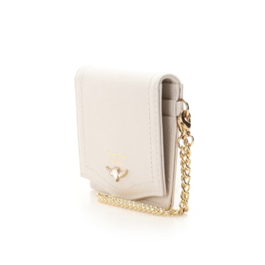 クリアハートビジュー　パスケース　ホワイト