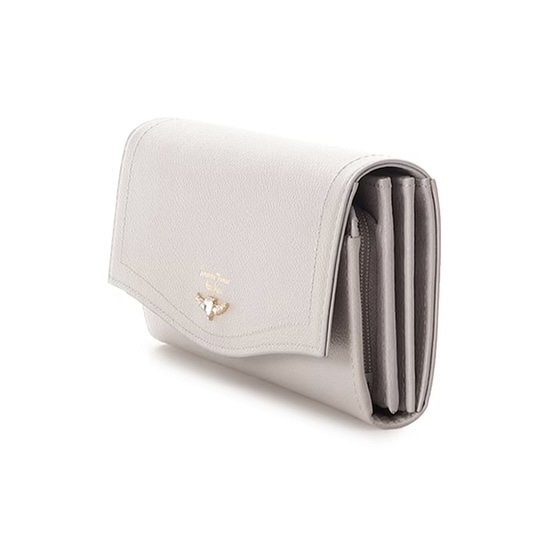 クリアハートビジュー 長財布　グレージュ