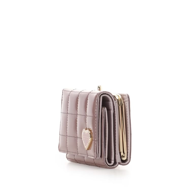 エナメルキルティング がま口折財布　ラベンダー