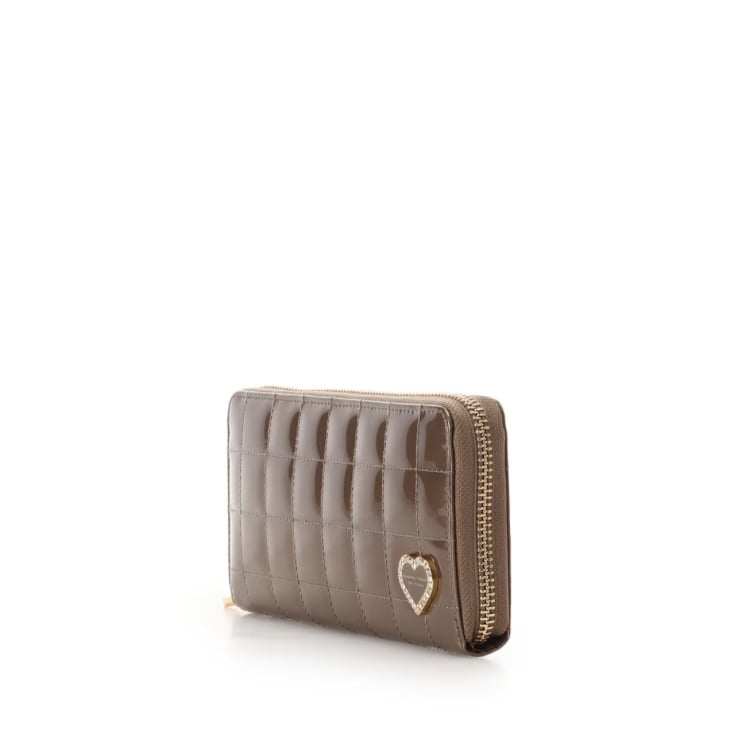 エナメルキルティング 長財布　グレージュ