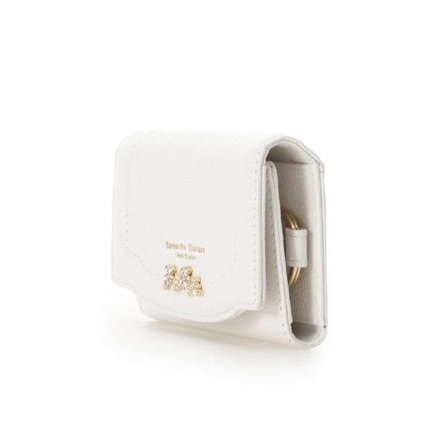 ラメフラワービジュー キーケース　ホワイト