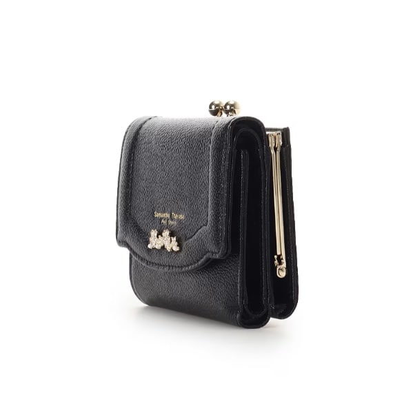 ラメフラワービジュー 折財布　ブラック