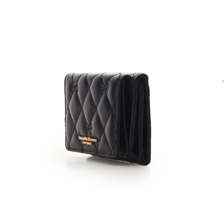 リボンキルト ミニ財布　ブラック