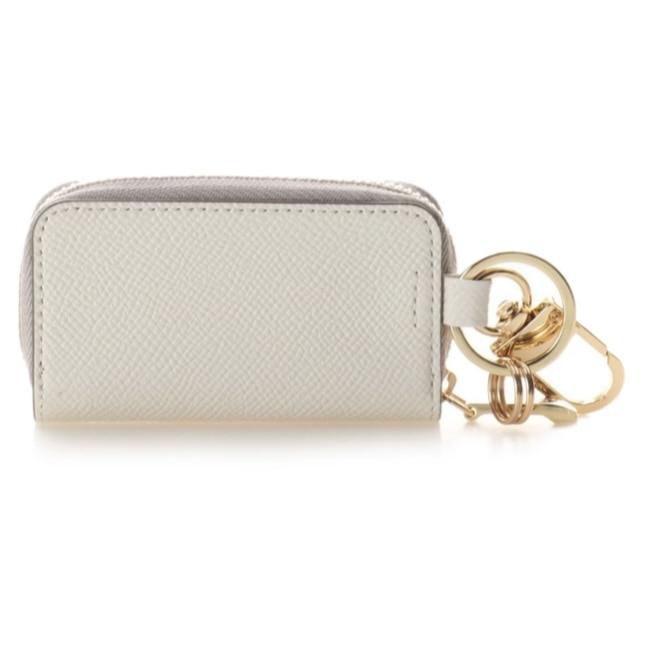 インザイドバイカラーラウンドジップキーケース　ホワイト