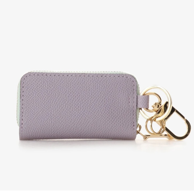 インザイドバイカラーラウンドジップキーケース　パープル