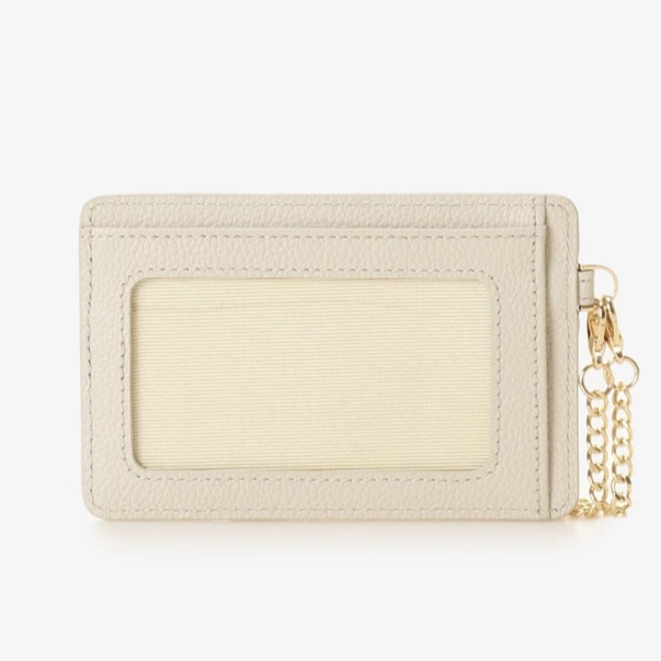 リボンラッピング　パスケース　ベージュ