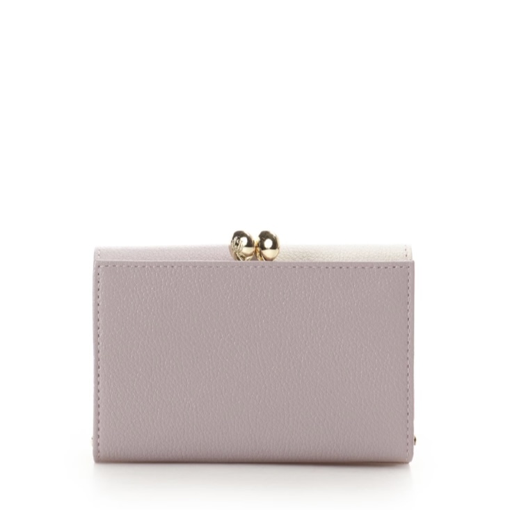 バイカラーフロントベルト 口金折財布　ピンク