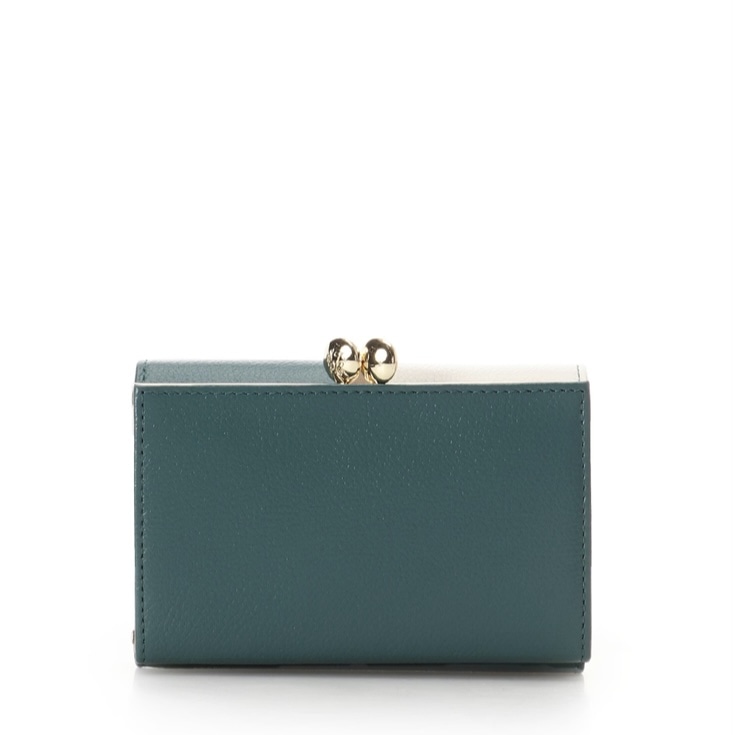 バイカラーフロントベルト 口金折財布　グリーン