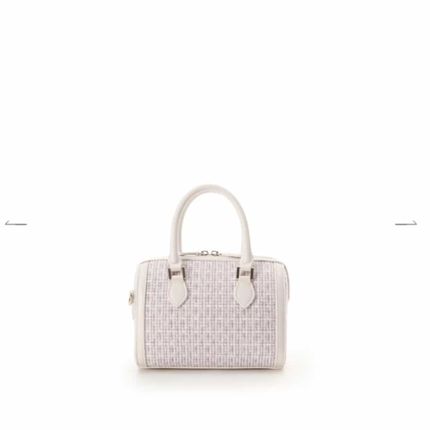 ツイード ボストンバッグ　ピンク