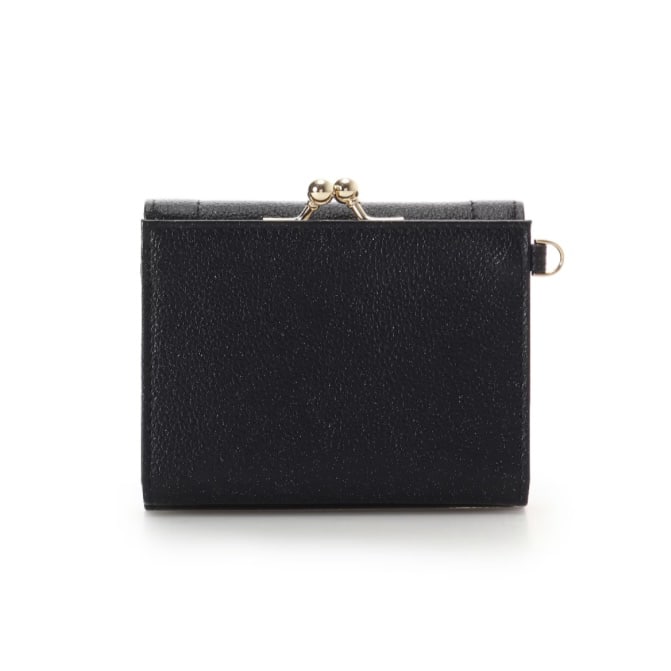 ラメフラワービジュー 折財布　ブラック