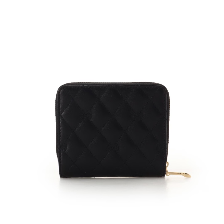 リボンキルト 折財布　ブラック