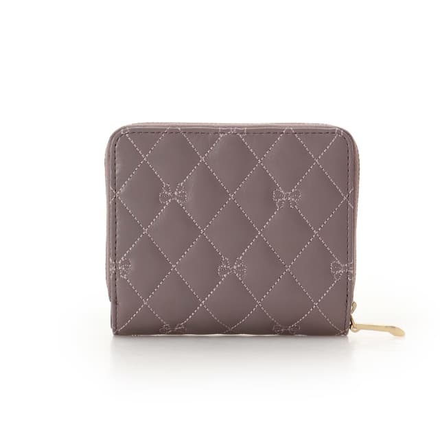 リボンキルト 折財布　ブラウン