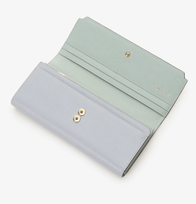 インサイドバイカラー かぶせ長財布　ブルー