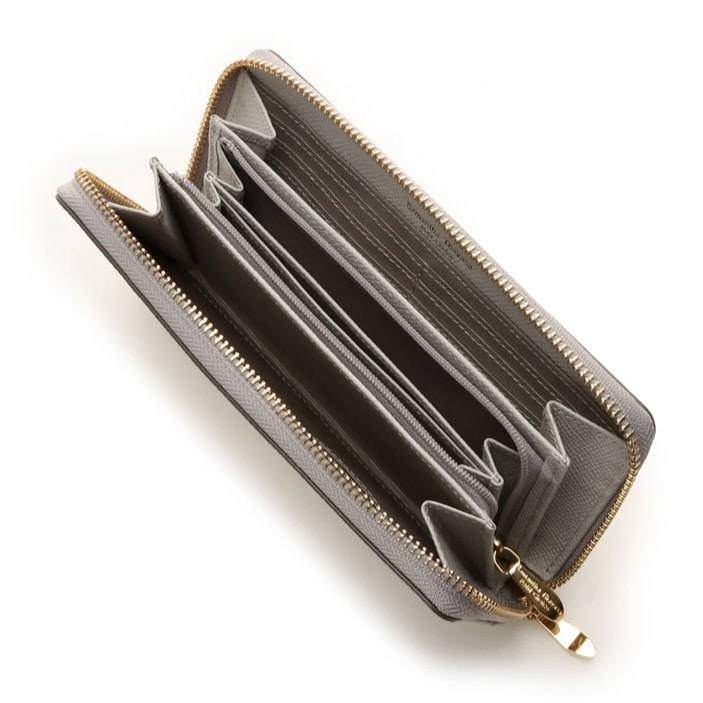 インサイドバイカラー ラウンド長財布　ホワイト