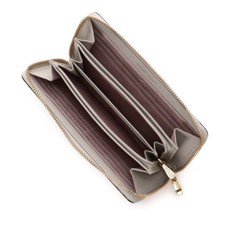 インサイドバイカラー ラウンド長財布　ピンク