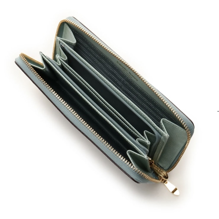 インサイドバイカラー ラウンド長財布　ブルー