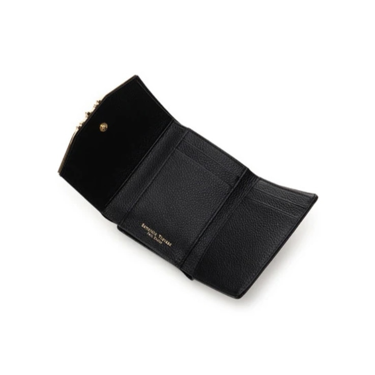 ジュエルバーL字型ジップ折財布　ブラック