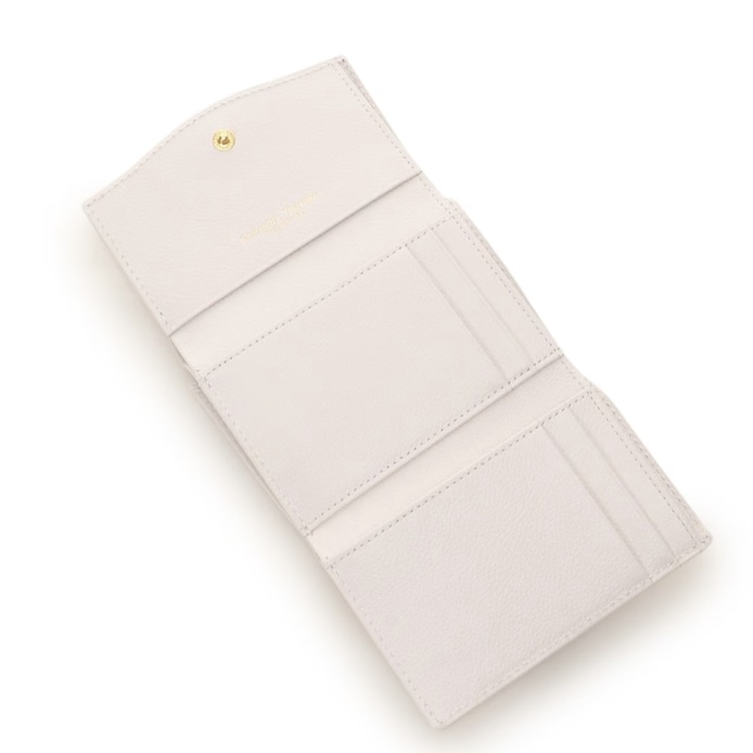 クリアハートビジュー 折財布　ホワイト