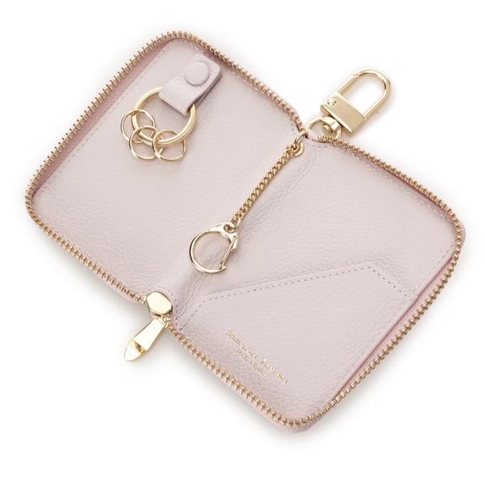  クリアハートビジュー キーケース　ピンク