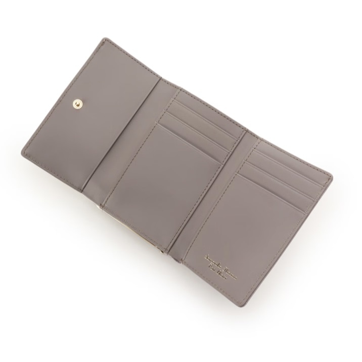 バイカラーフロントベルト 口金折財布　ピンク