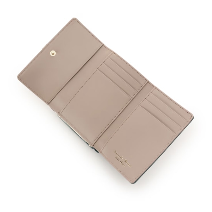 バイカラーフロントベルト 口金折財布　グリーン