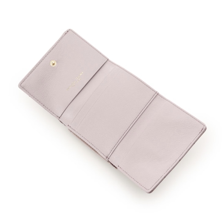 エナメルキルティング がま口折財布　ラベンダー