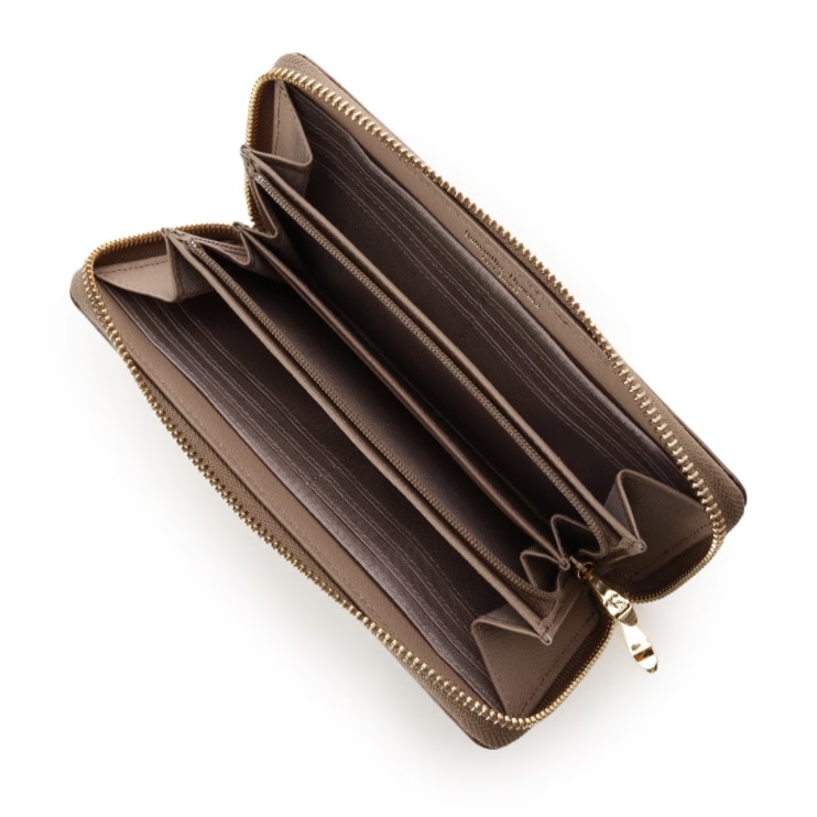 エナメルキルティング 長財布　グレージュ