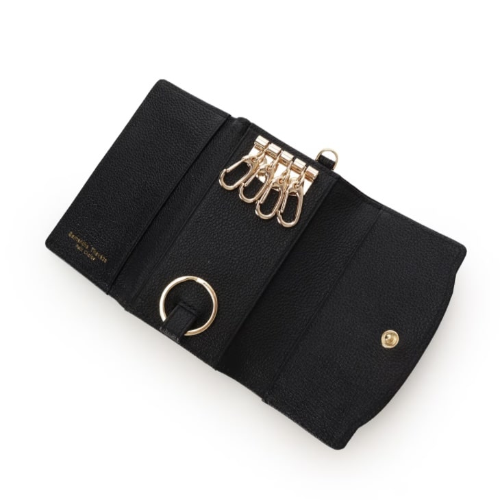 ラメフラワービジュー キーケース　ブラック