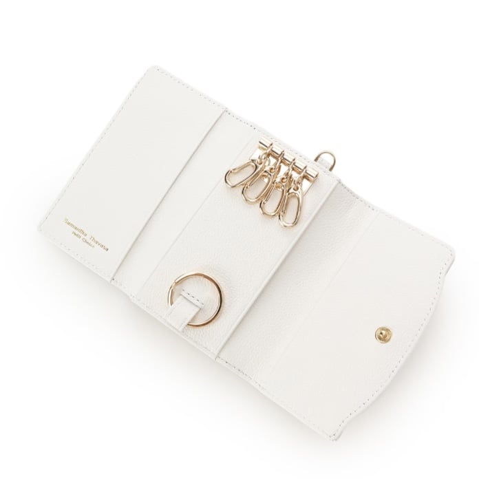 ラメフラワービジュー キーケース　ホワイト